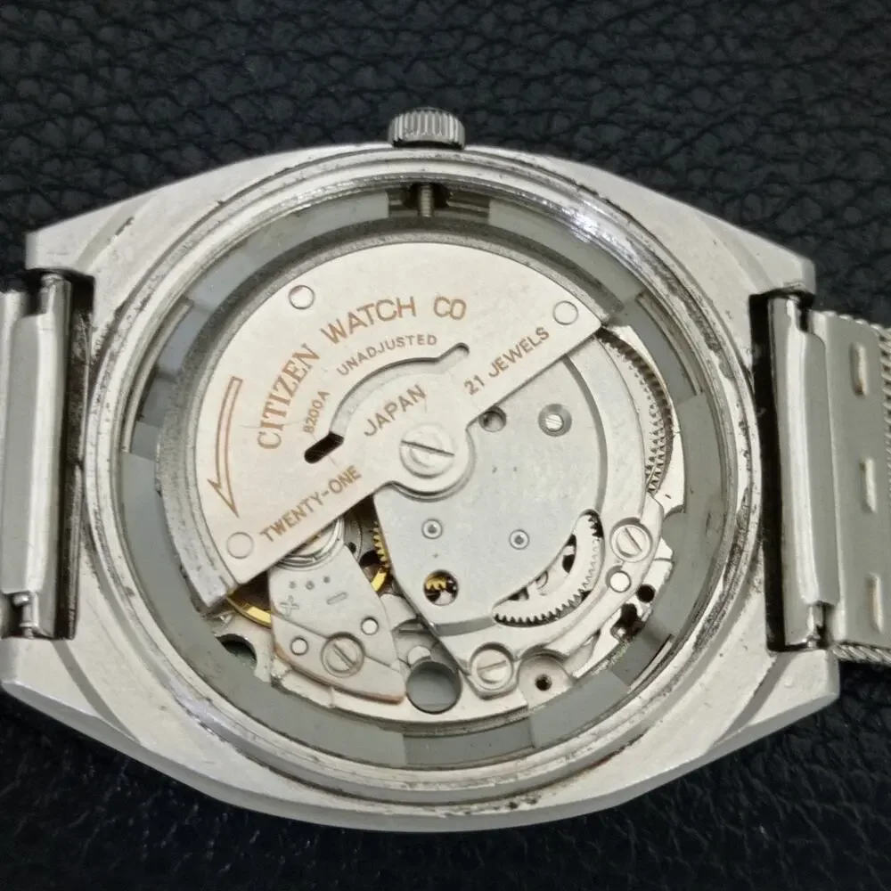 Vintage 1978 Citizen Automatic Mens Silver Watch W/daydate & Brown accents